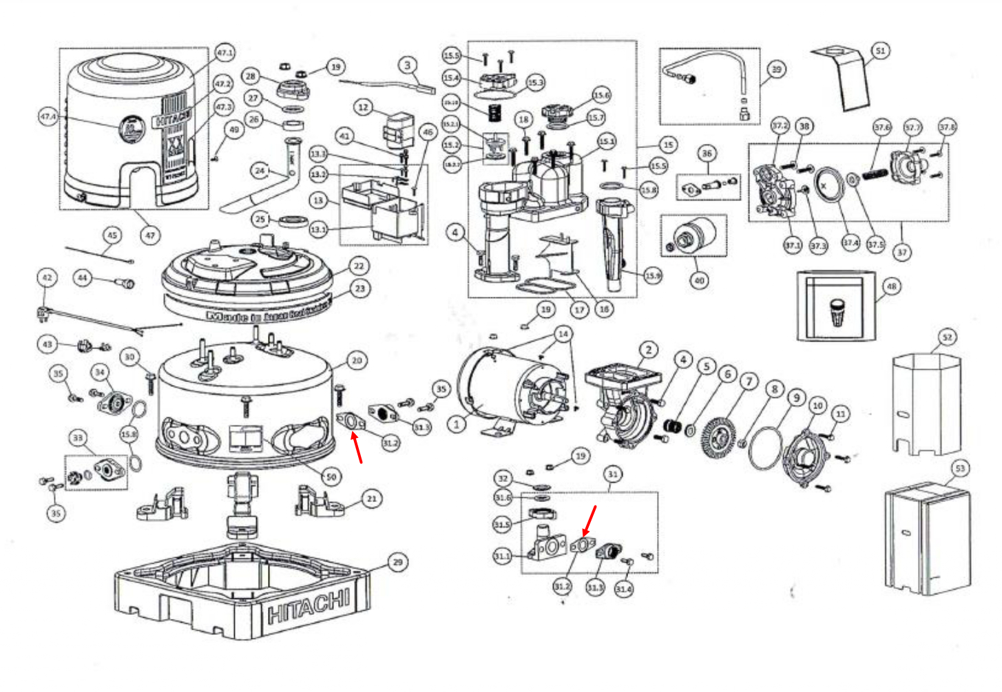 #B16 แผ่นรองหน้าแปลนท่อดูดน้ำขนาด 1" ปั้มน้ำ ฮิตาชิ Pn.GK4686242 (แท้)