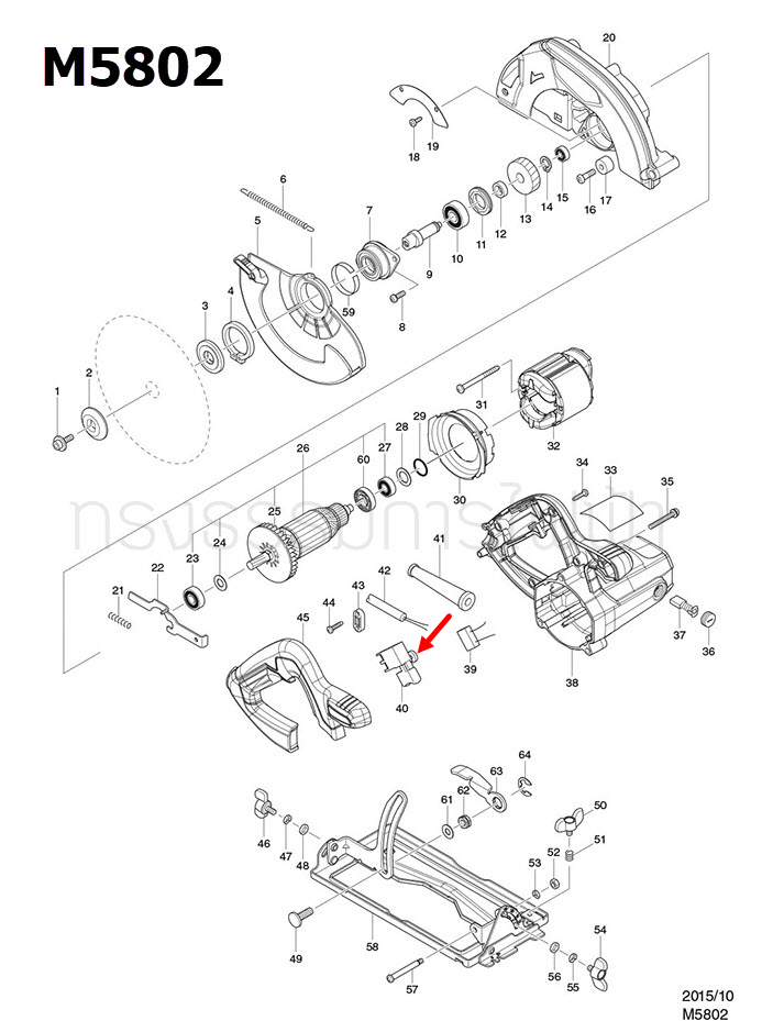 สวิทช์ เลื่อยวงเดือน Makita มากีต้า รุ่น M5802 [#40] Pn.650238-3 (แท้) ##