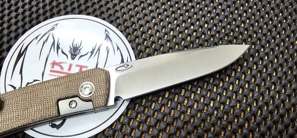 ARED OESER F22 POWERED BY LEE WILLIAMS KICKSTOP MACHINE SATIN M390 BLADE WITH BROWN MICARTA HANDLES/ OPTION 1 ALL SATIN