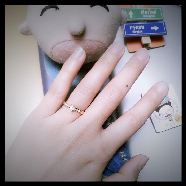 *** แหวนรักเดียวใจเดียว *** เพชรหัวใจ วงนี้เพชรเดี่ยวคะ ชุบทองแท้ 24 K หนา 5ไมครอน รหัส BR019