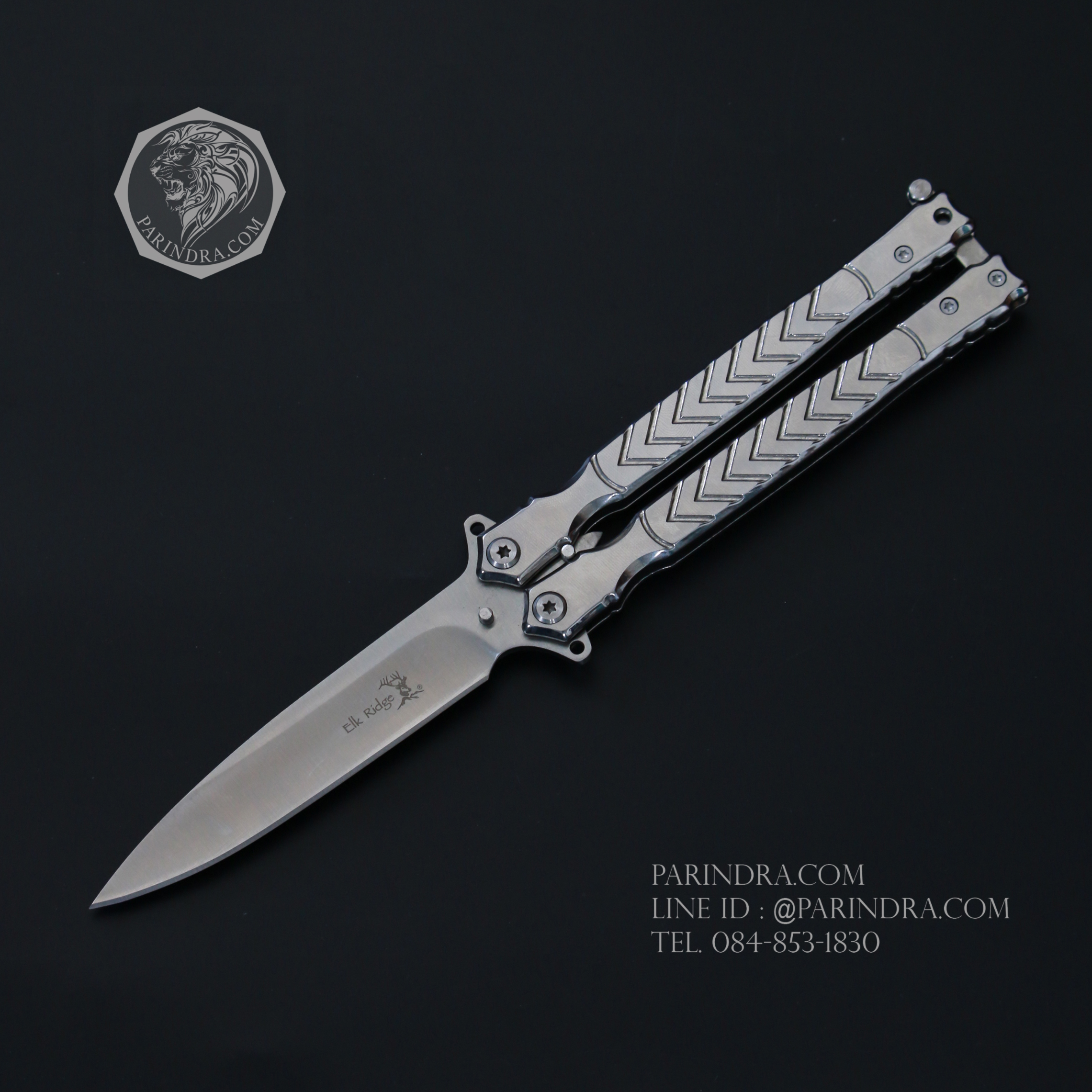 มีดปีกผีเสื้อ ลายหัวกวาง Elk Ridge สีเงิน ปลายแหลม