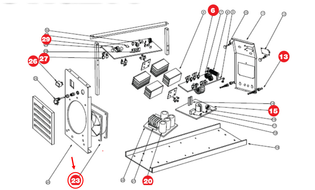 พัดลมระบายอากาศ ตู้เชื่อม POLO รุ่น OTIG200 AC. 220v.10a. #23 Pn.B15008 (แท้) ##(*)