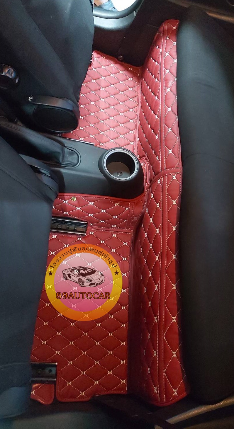 พรมปูพื้นเข้ารูป Mini Cooper R53 2011 ปูพรม6D สีแดงไวน์ เข้ารูป