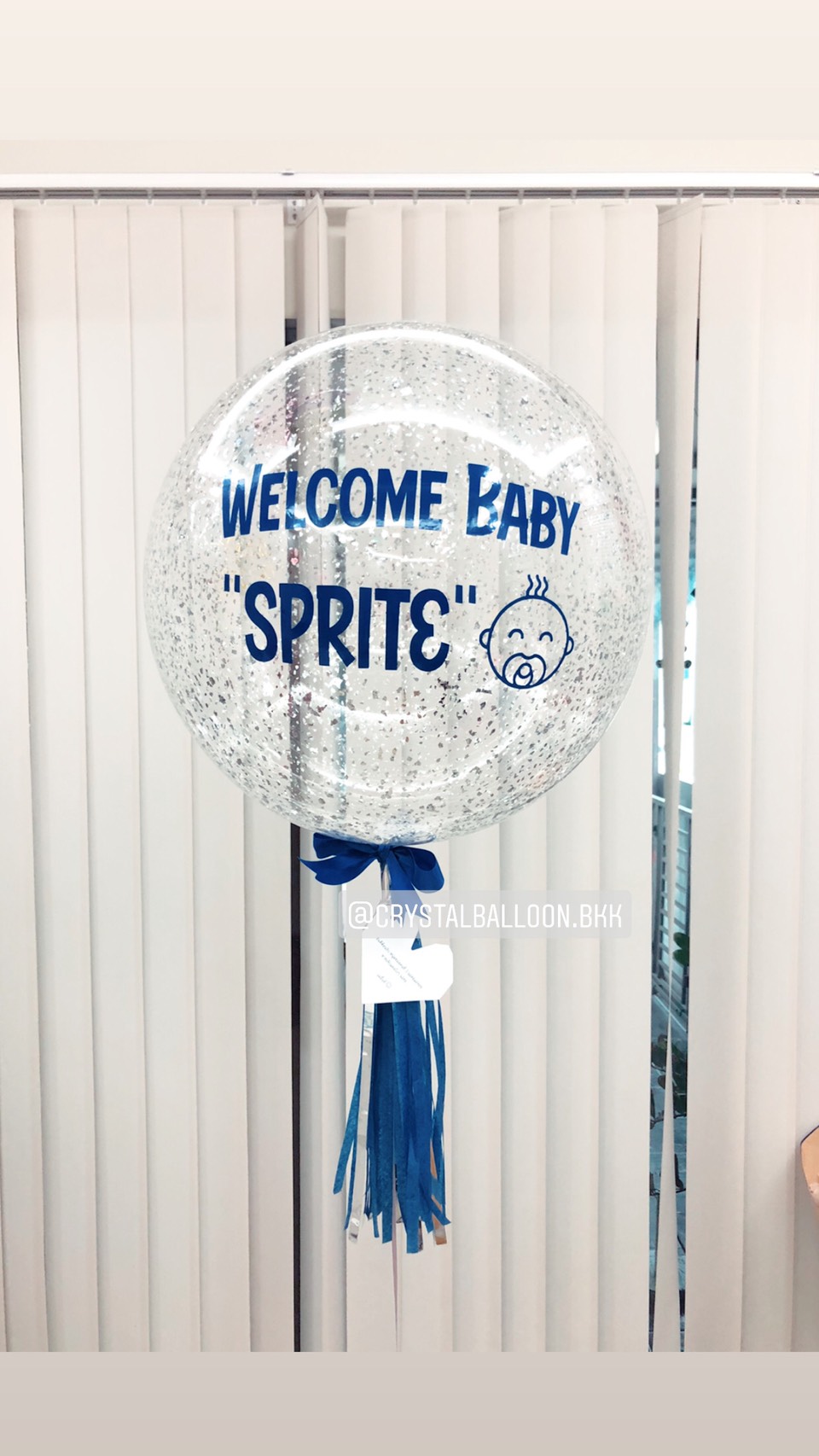 ลูกโป่ง Welcome Baby Bubble ขนาด 24" กลิตเตอร์สีเงิน พร้อมตกแต่ง สามารถเปลี่ยนสีลูกโป่ง/เปลี่ยนข้อความ/เปลี่ยนขนาดได้