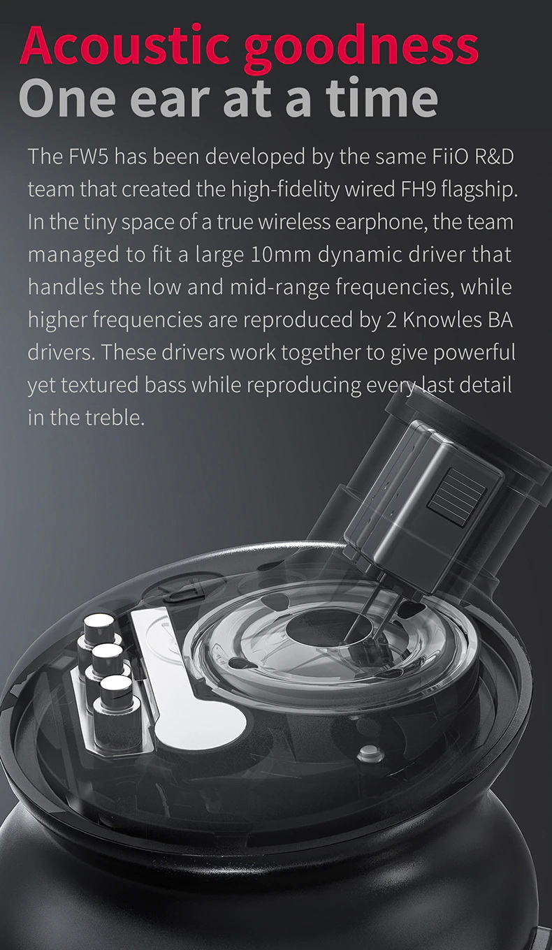 FiiO FW5 หูฟัง TWS หูฟัง 3 ไดรเวอร์ 2BA+1DD ประกันศูนย์ไทย