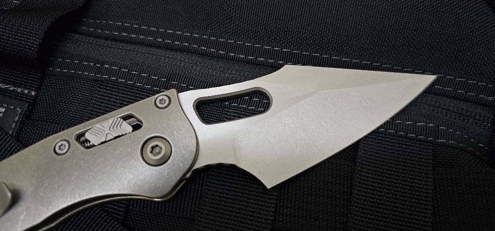 Microtech Marfione Select Manual Stitch RAM LOK Titanium Handles & Stonewash M390MK w/ Double Vapor Blast & Bronze Accents