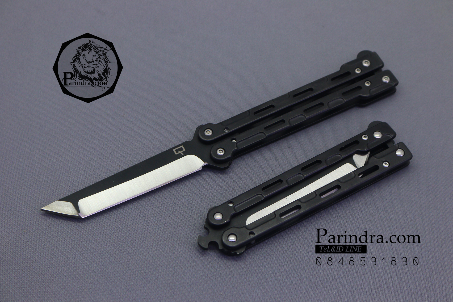 มีดบาลีซอง Balisong มีดควง มีดปีกผีเสื้อ ปลาย Tanto ด้ามสีดำ BLA018