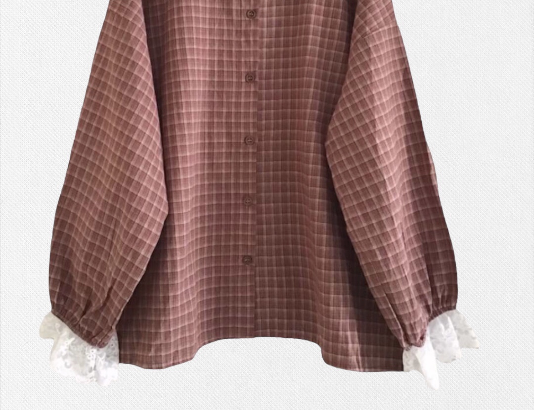 เสื้อผ้าฝ้ายแต่งคอระบายผ้าลูกไม้