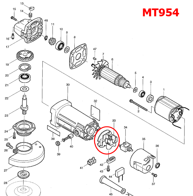 ฝายึดสวิทช์ หินเจียร Maktec MT950, MT954, MT958