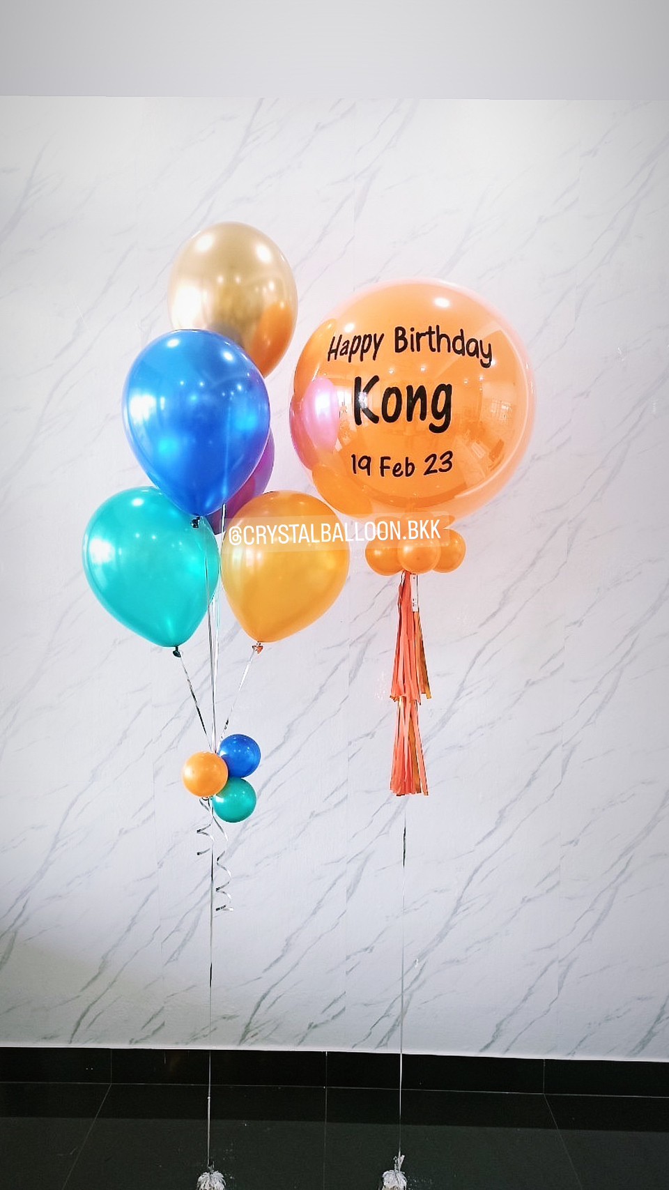 ลูกโป่ง วันเกิด ลูกโป่งยาง ขนาด 24" สีส้ม พร้อมตกแต่ง ช่อลูกโป่ง 5 ลูก 1 ช่อ สามารถเปลี่ยนสีลูกโป่ง/เปลี่ยนข้อความ/เปลี่ยนขนาดได้