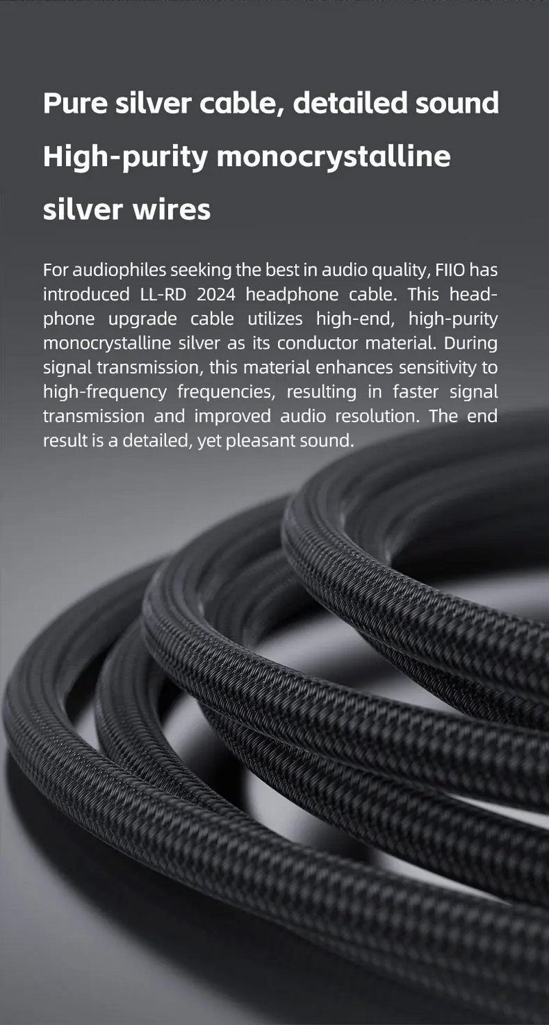 FiiO LL-RD 2024 รุ่นใหม่ปี 2024 สายอัพเกรดหูฟัง Headphone เงินสเตอร์ลิงผลึกเดี่ยวความบริสุทธิ์สูง ถอดเปลี่ยนปลั๊กได้ ประกันศูนย์ไทย