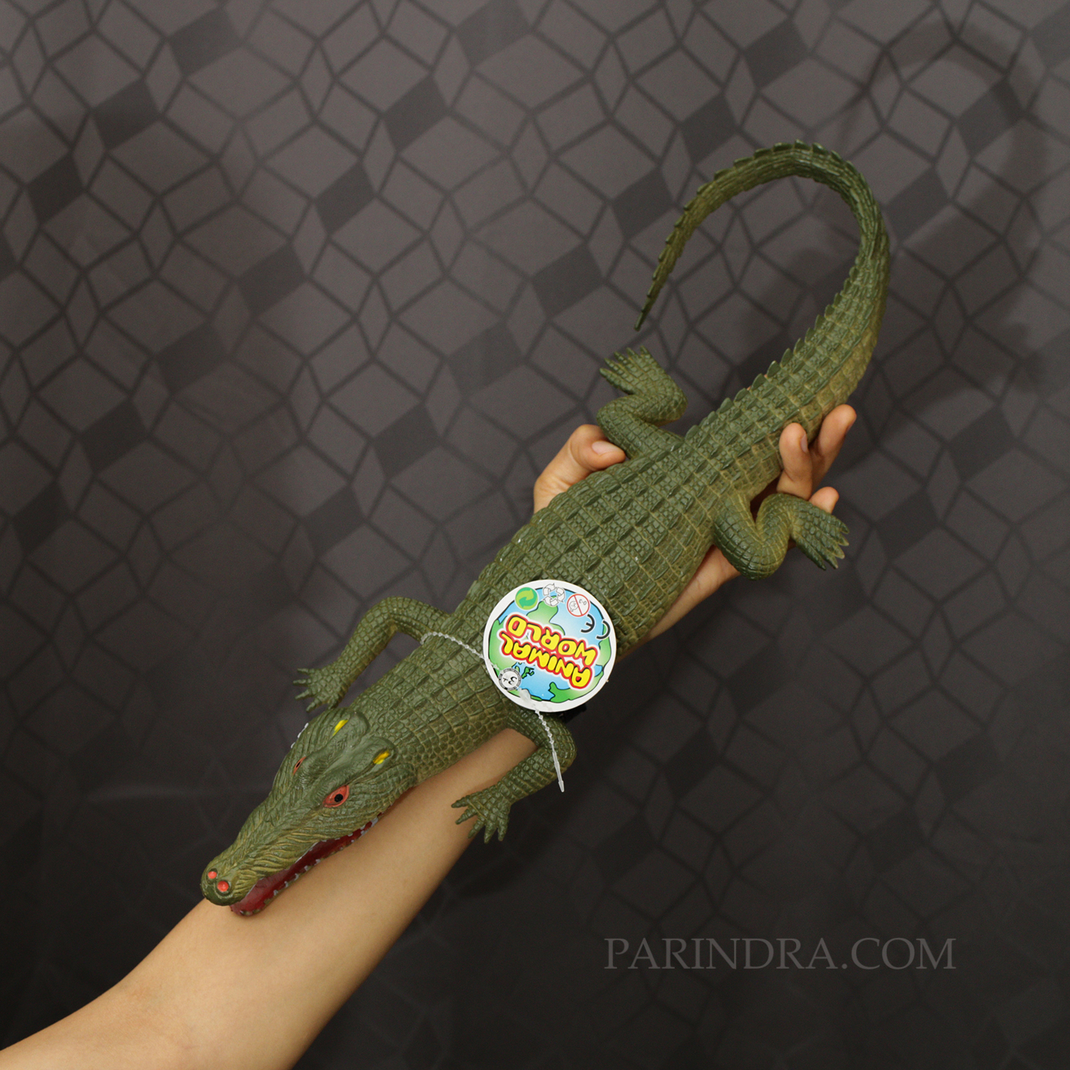 ตุ๊กตายาง ลูกจระเข้ สีเขียว บีบมีเสียง ตัวใหญ่ ขนาด 24 นิ้ว เหมือนจริง
