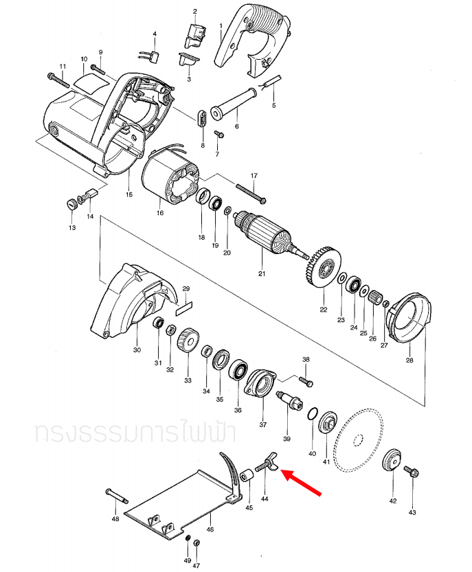 หางปลาขันปรับองศา เครื่องตัด มาคเทค-Maktec MT410 [#44] Pn.265752-2 (แท้) ##