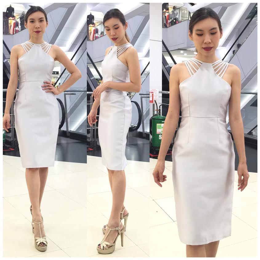 พร้อมเช่า ราตรีสั้น ชุดเดรสเดรสเนื้อไหม ทรงเข้ารูป เส้นสายไหล่สวยเรียงเส้น สีเทา