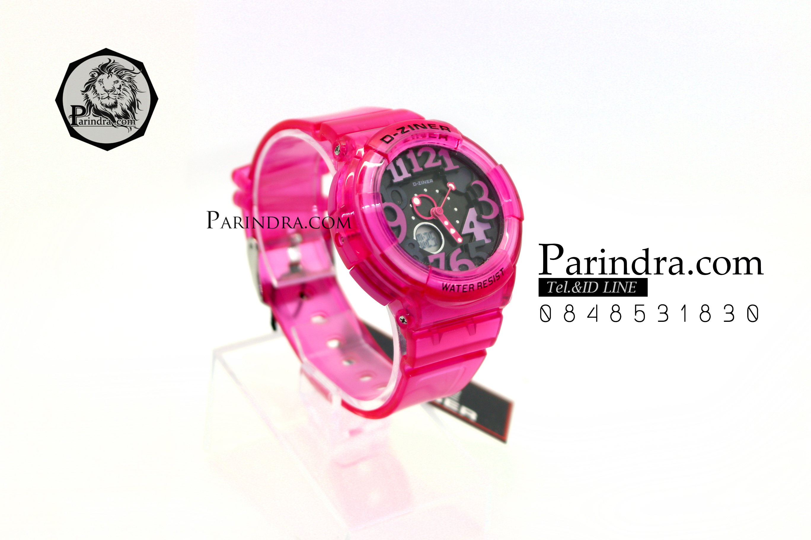 นาฬิกา D-ZINER สายซิลิโคนใส หน้าปัดดำ ตัวเลขหลากสี