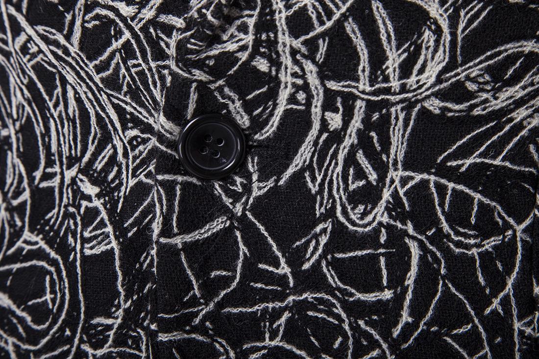 พร้อมเช่า เสื้อสูทชาย สีขาวดำ ปักลายกราฟฟิก กางเกงดำ