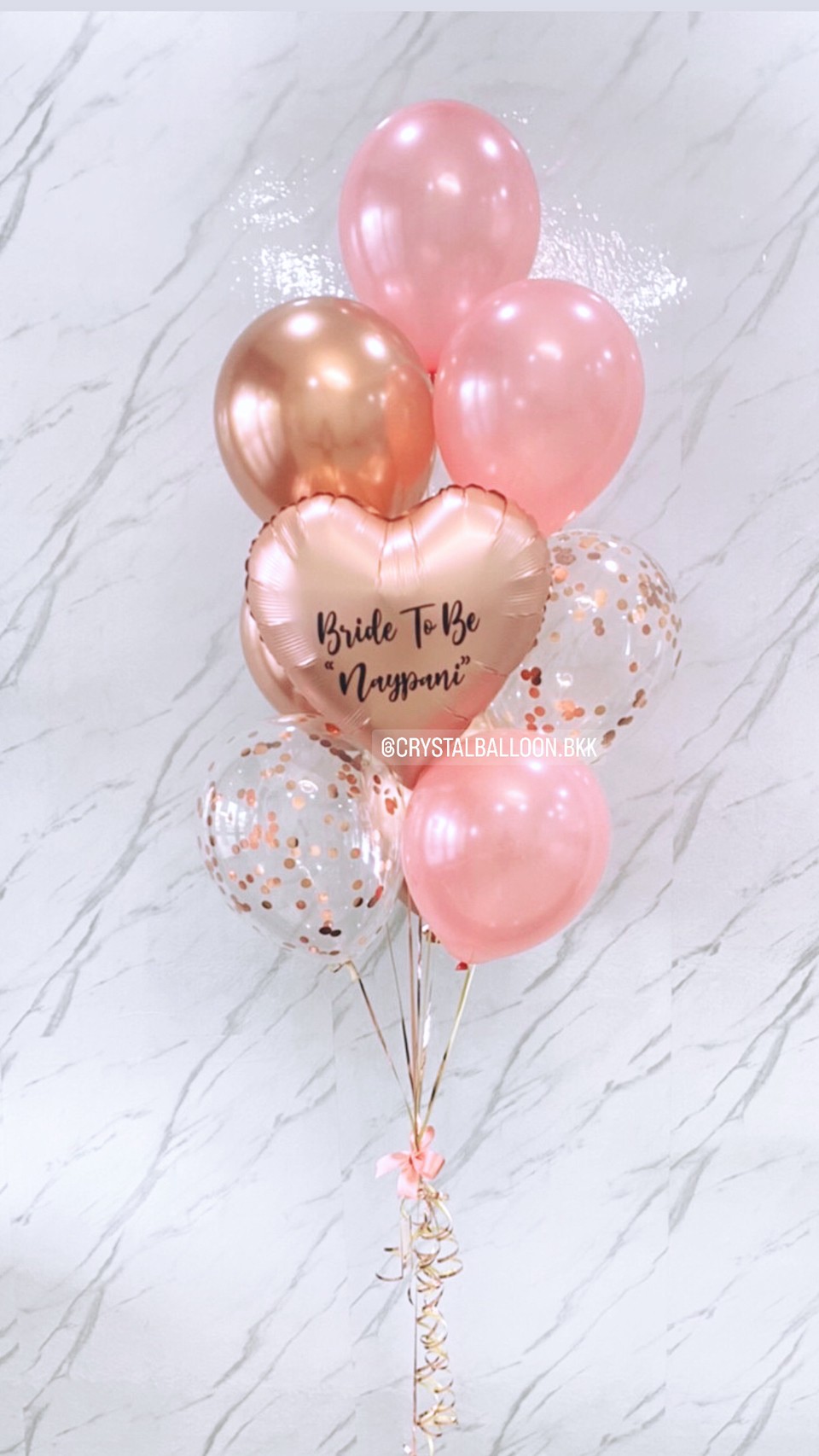 ลูกโป่ง Bride To Be ช่อลูกโป่งฟอยล์หัวใจ ขนาด 18" ช่อ 10 ลูก 1 ช่อ พร้อมตกแต่ง ลูกโป่งใส ใส่ Confetti สามารถเปลี่ยนสีลูกโป่ง/เปลี่ยนข้อความ/เปลี่ยนสี-ฟอยล์ตกแต่งได้