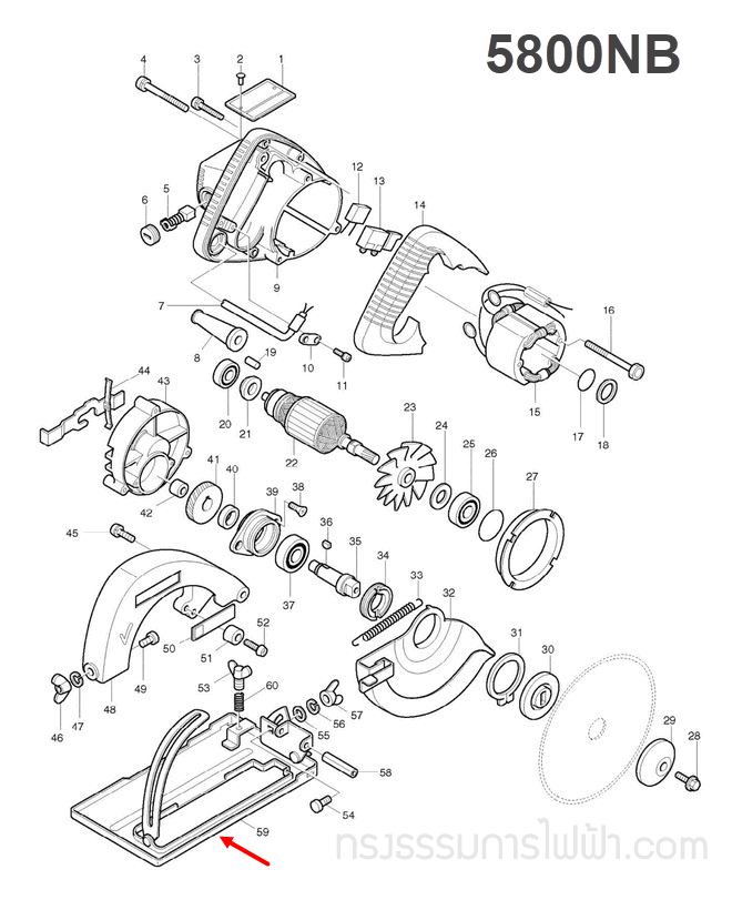 ฐาน เลื่อยวงเดือน Makita-มากีต้า รุ่น 5800NB [#59] Pn.133149-2 (แท้) ##