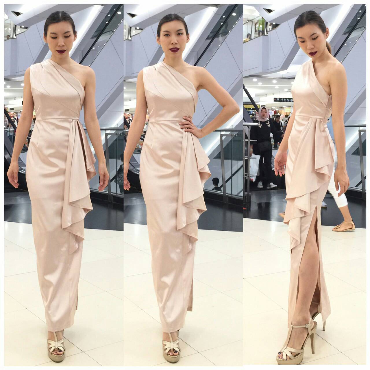 ชุดเพื่อนเจ้าสาว ชุดราตรียาว Lilac - One-shoulder top & side-ruffle skirt