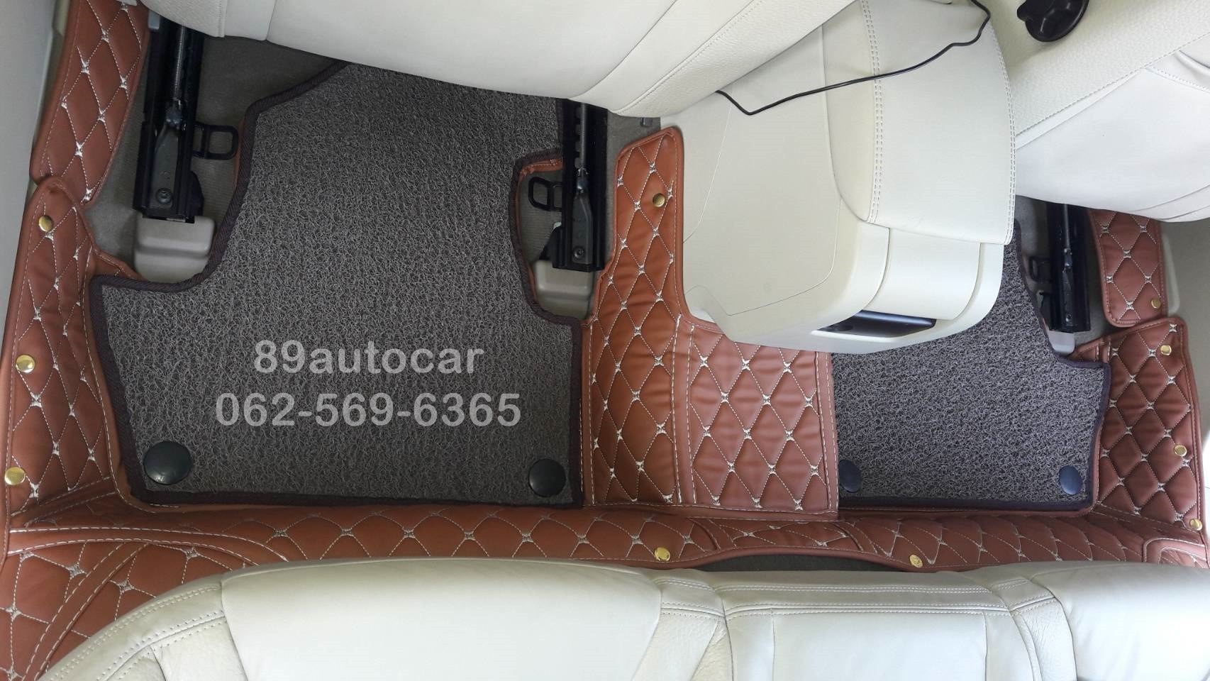 สั่งตัดพรมรถยนต์ Volvo S60 2012 ปูพรม7D สีน้ำตาลเข้มด้ายทอง + ไวนิลสีน้ำตาล