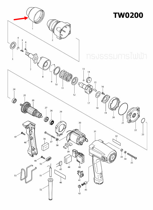 BUMPER บล็อคไฟฟ้า Makita มากีต้า TW0200 [#1] Pn.421839-2 (แท้) ##