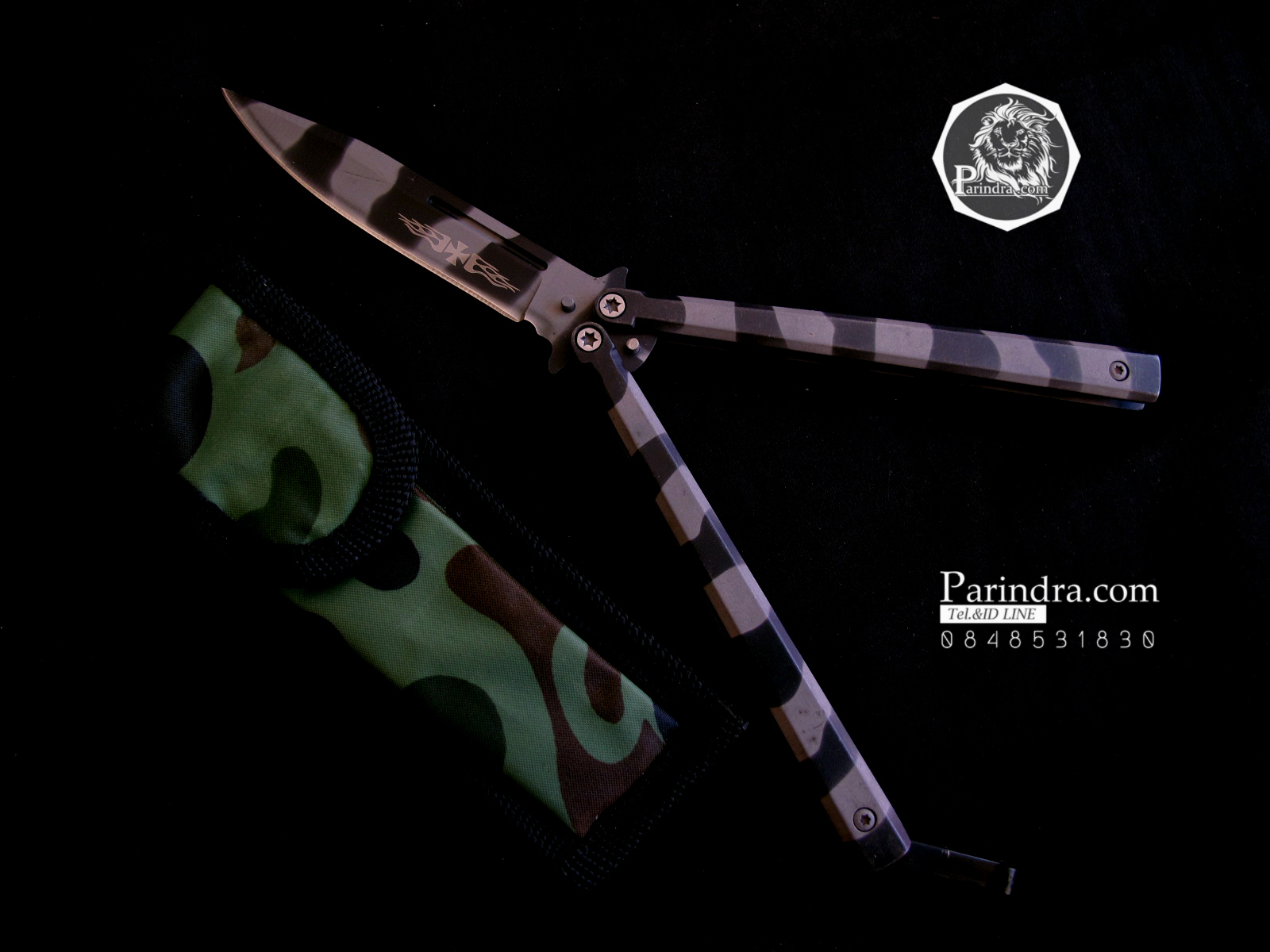 มีดบาลีซอง Balisong มีดปีกผีเสื้อ Navy Butterfly ด้ามจับทรงหกเหลี่ยม ขนาด 8 7/8 นิ้ว BLA001