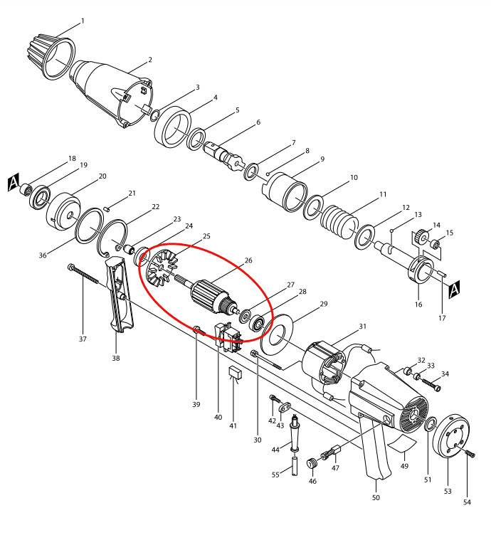 ทุ่น บล็อคไฟฟ้า มากีต้า Makita 6906 P/N.512883-1 (แท้) ##(**)