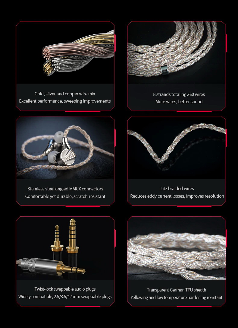 FiiO LC-RE Pro 2022 สายอัพเกรดหูฟังแบบ tri-metallic สามธาตุ ประกันศูนย์ไทย