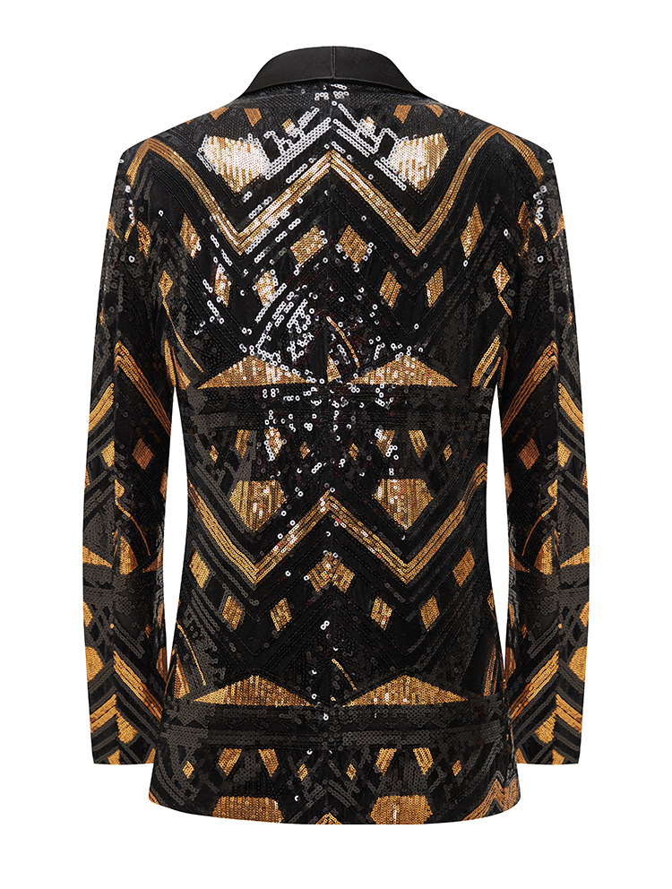 Pre-order เสื้อสูทชาย สูทแฟชั่น สูทกำมะหยี่ แต่งเลี่อม สีทองดำ