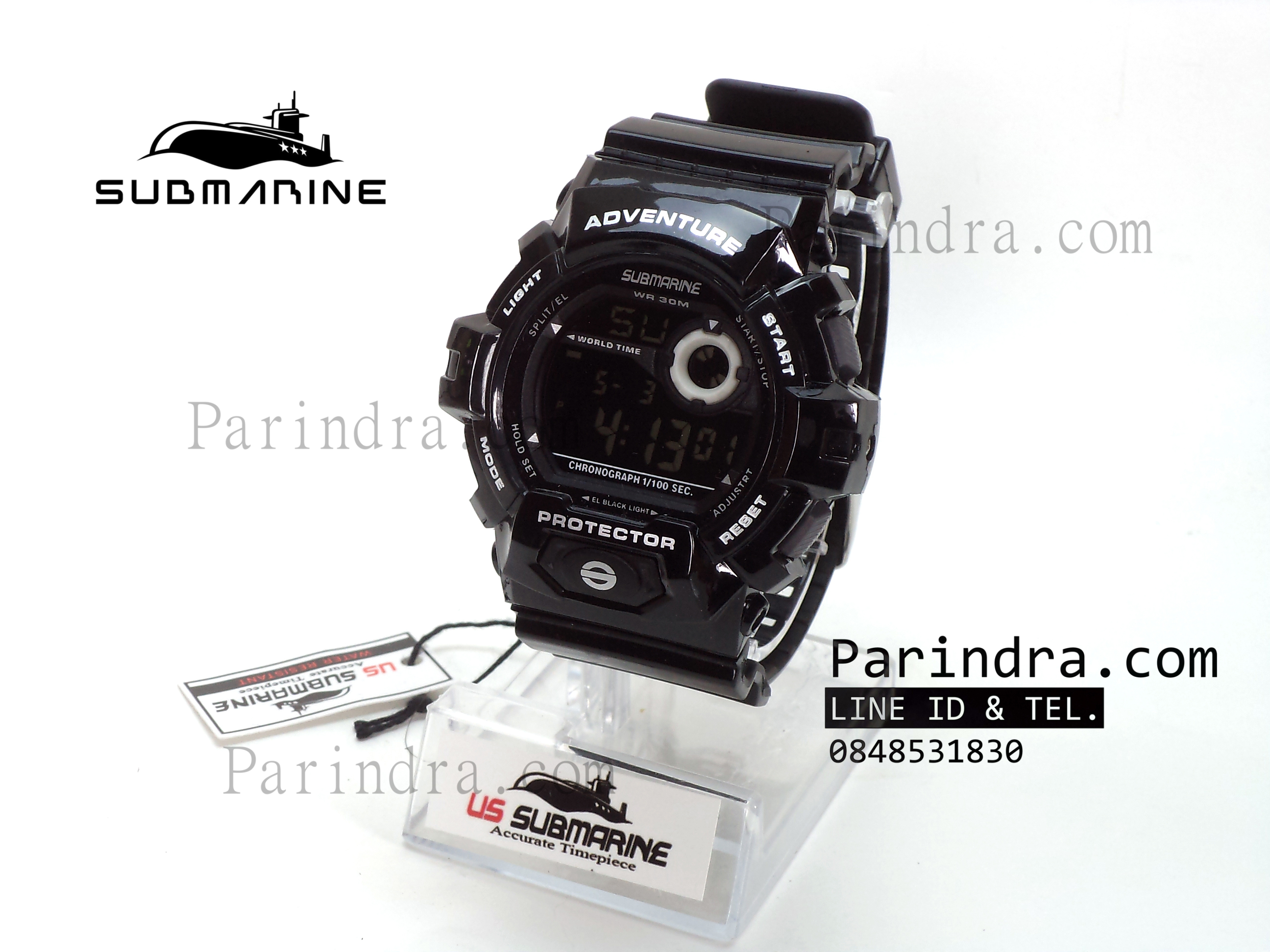 นาฬิกา US submarine TP1329M สีดำล้วน ระบบดิจิตอล สายซิลิโคนผิวมัน