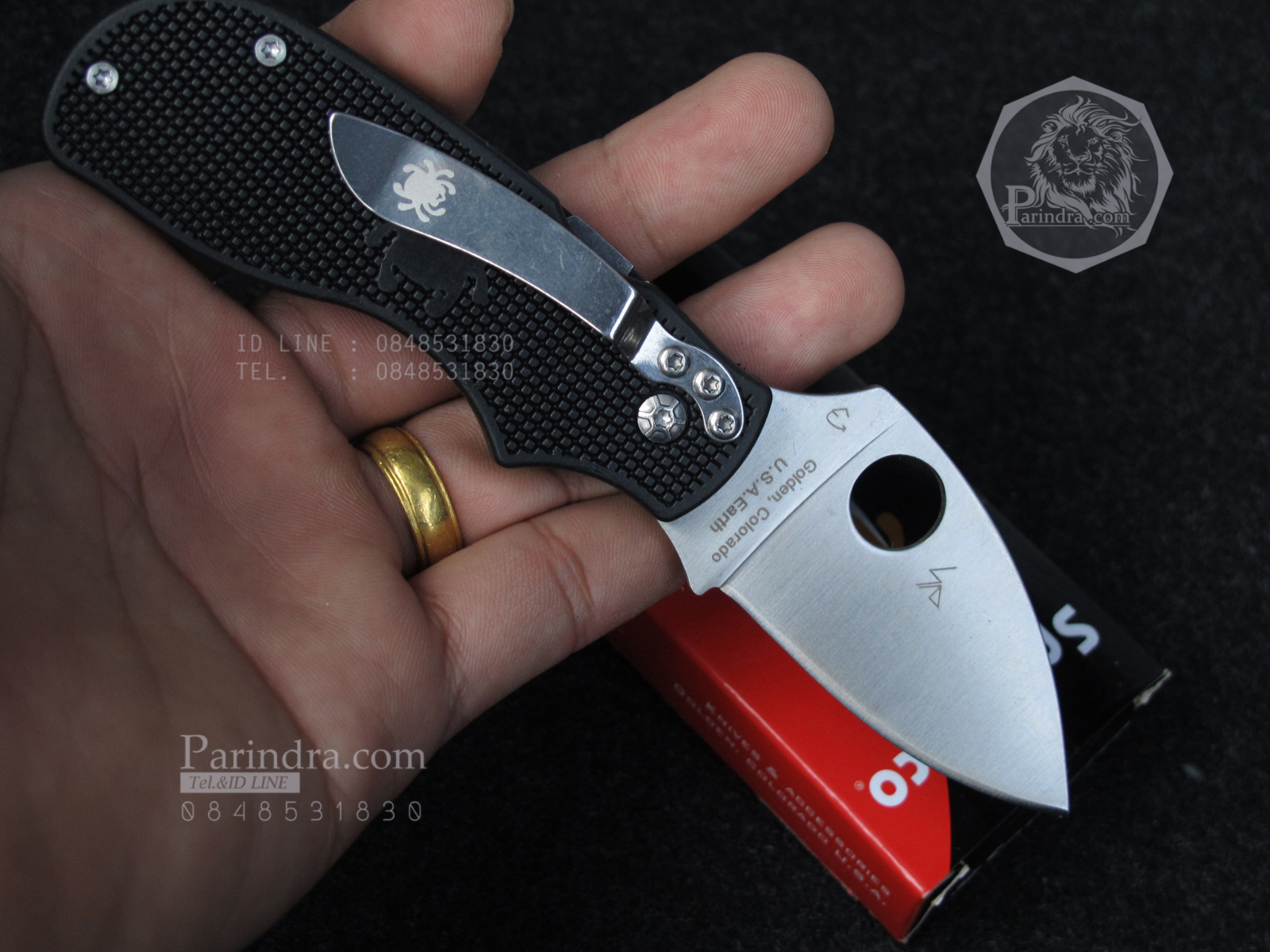 มีดพับ Spyderco Lady Bug ด้ามสีดำสนิท มีดพกน่ารัก คมกริบ ขนาด 6 นิ้ว (OEM)