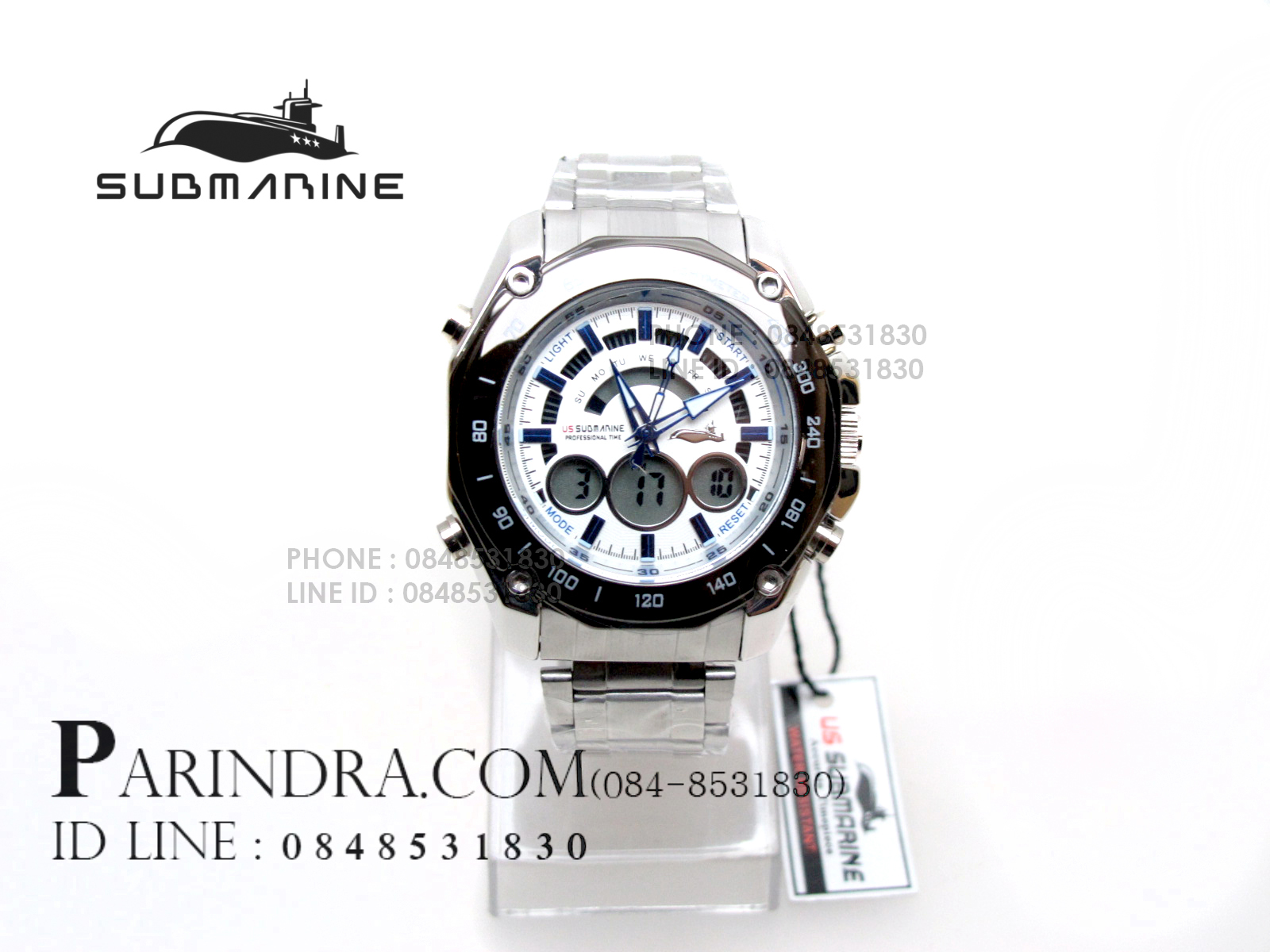 นาฬิกา US Submarine TA5224M หน้าปัดขาวเข็มน้ำเงิน