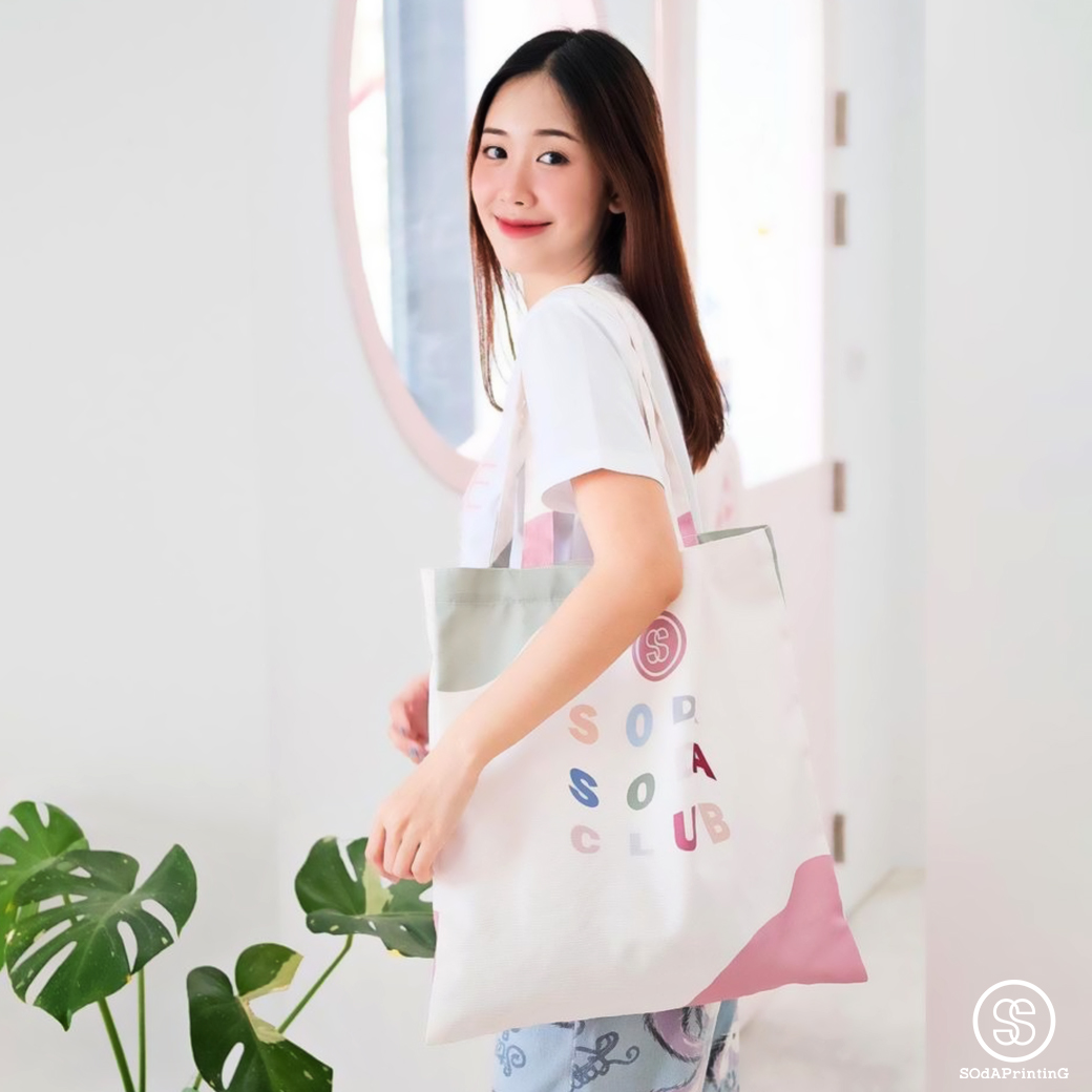 กระเป๋าผ้าแคนวาส พิมพ์ลาย SODA SODA CLUB TBA0011 #SOdABag #SOdAPrintinG #กระเป๋า #กระเป๋าผ้า