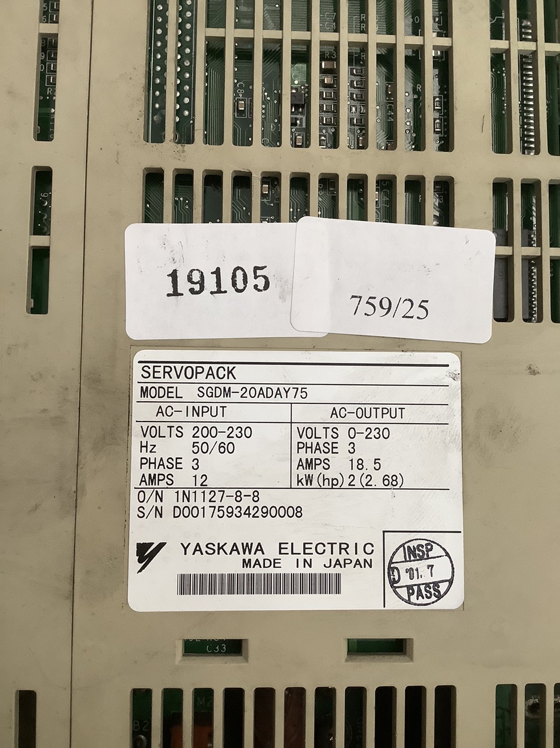 SGDM-20ADAY75 SERVO DRIVE “ YASKAWA ”