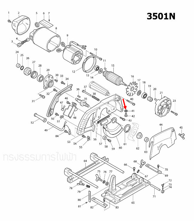 แหวนสปริง เลื่อยวงเดือน, เครื่องตัดคอนกรีต Makita 2414 [#13], 3501N [#41], 5401N [#48], 5402 [#58, 62], 4100NB [#52], 4100NH [#51], 1100 [#41], MT410 [#49], MT560, MT583 [#53] Pn.942101-7 (แท้) ##