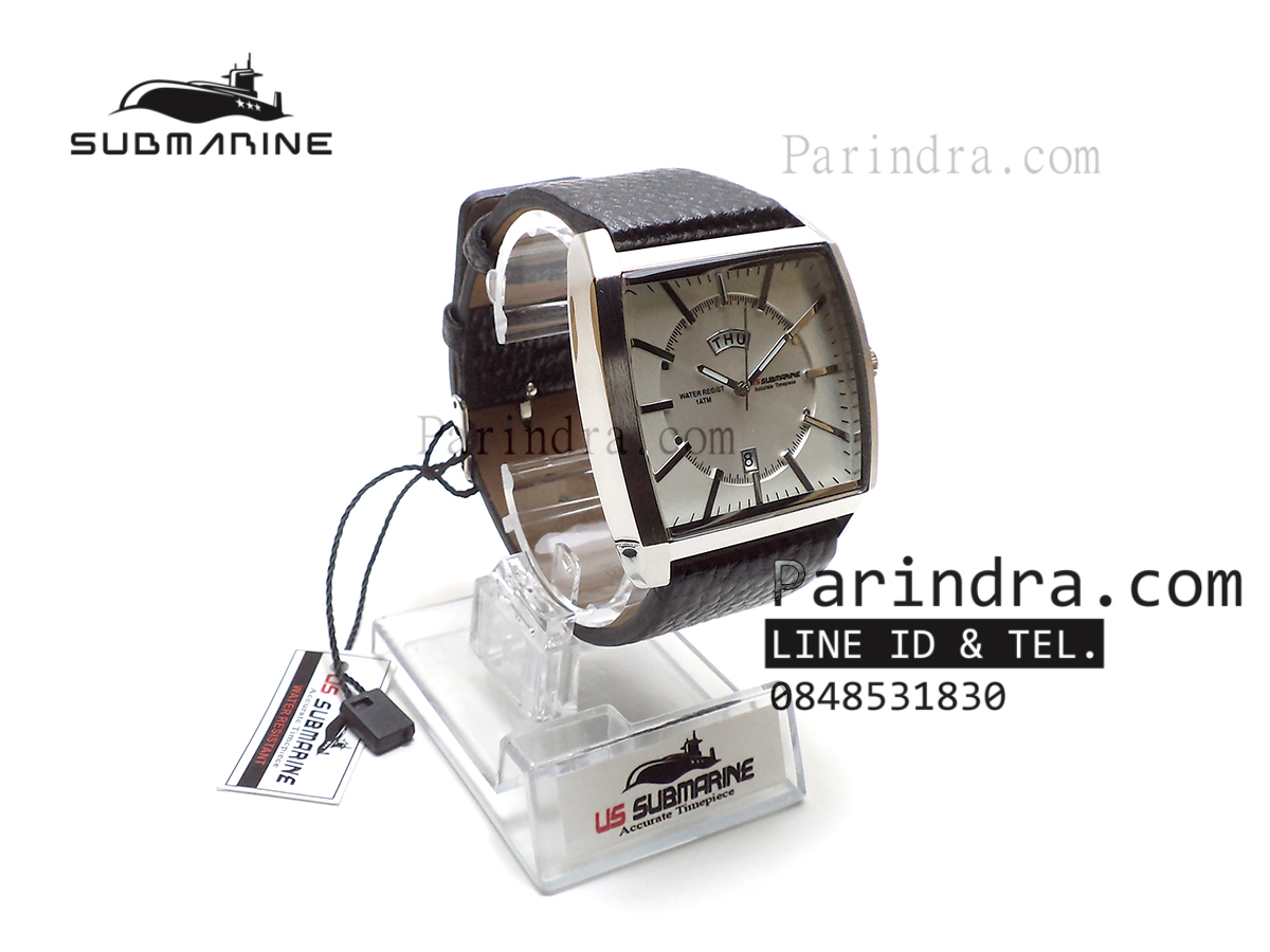 นาฬิกา US Submarine J103MDD ของแท้ 100 % สายหนังดำหน้าปัดขาวเข็มเงิน