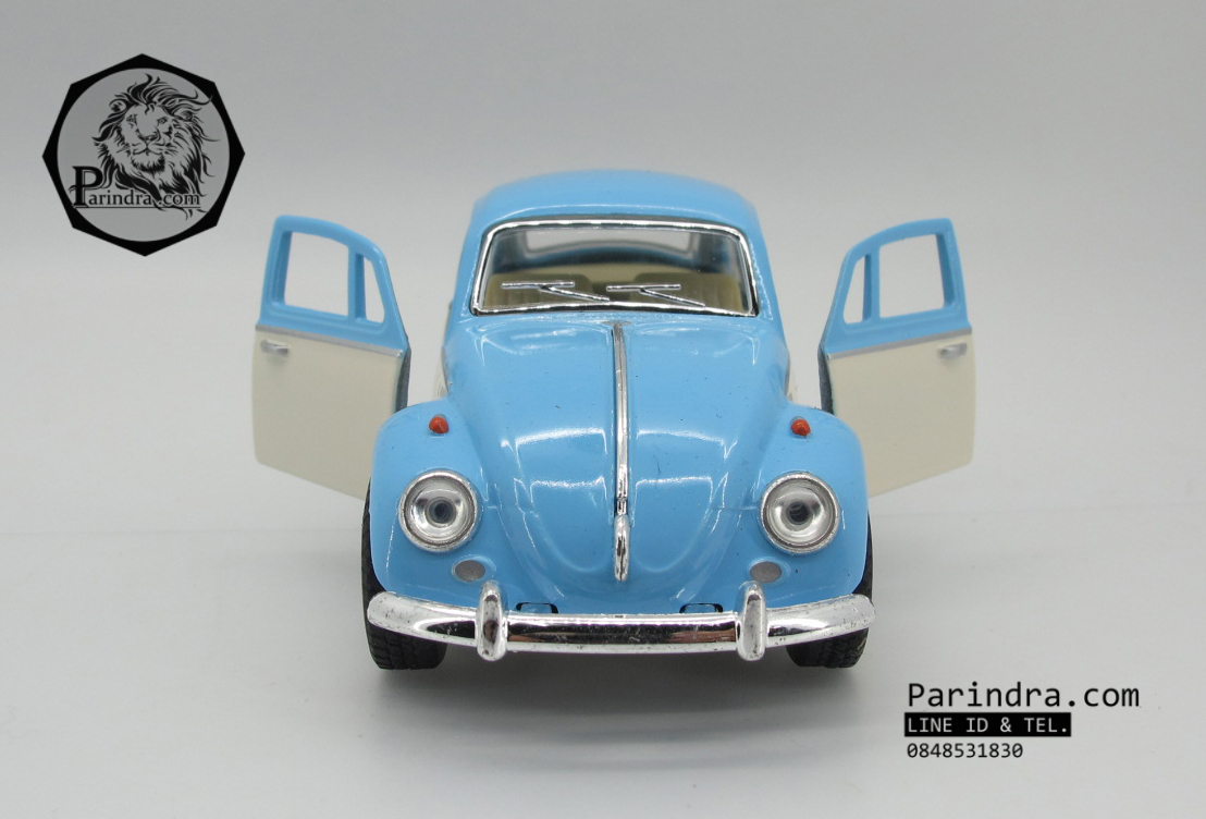 โมเดลรถเหล็กรถเต่า Volkswagen 1967 อัตราส่วน 1:32 สีฟ้าอ่อน ประตูขาว