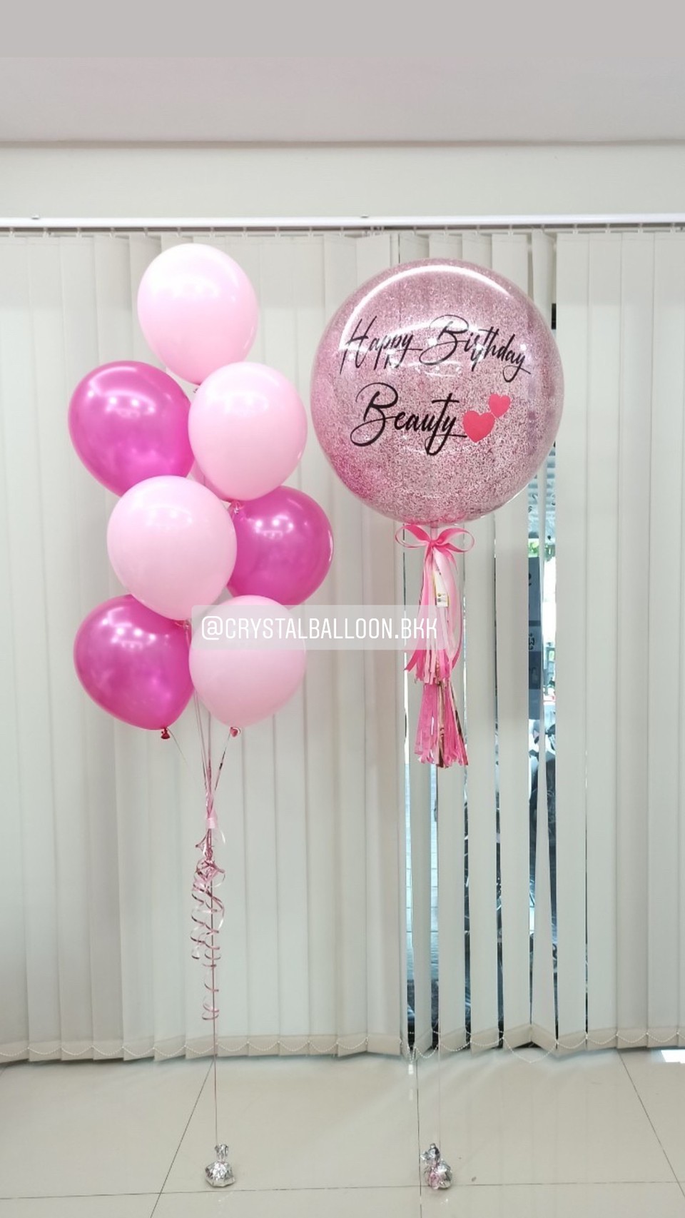 ลูกโป่ง วันเกิด Bubble 24" Theme สีชมพู พร้อม ช่อลูกโป่ง ช่อ 9 ลูก 1 ช่อ พร้อมตกเเต่ง สามารถเปลี่ยนสีลูกโป่ง/เปลี่ยนข้อความ/เปลี่ยนขนาดได้