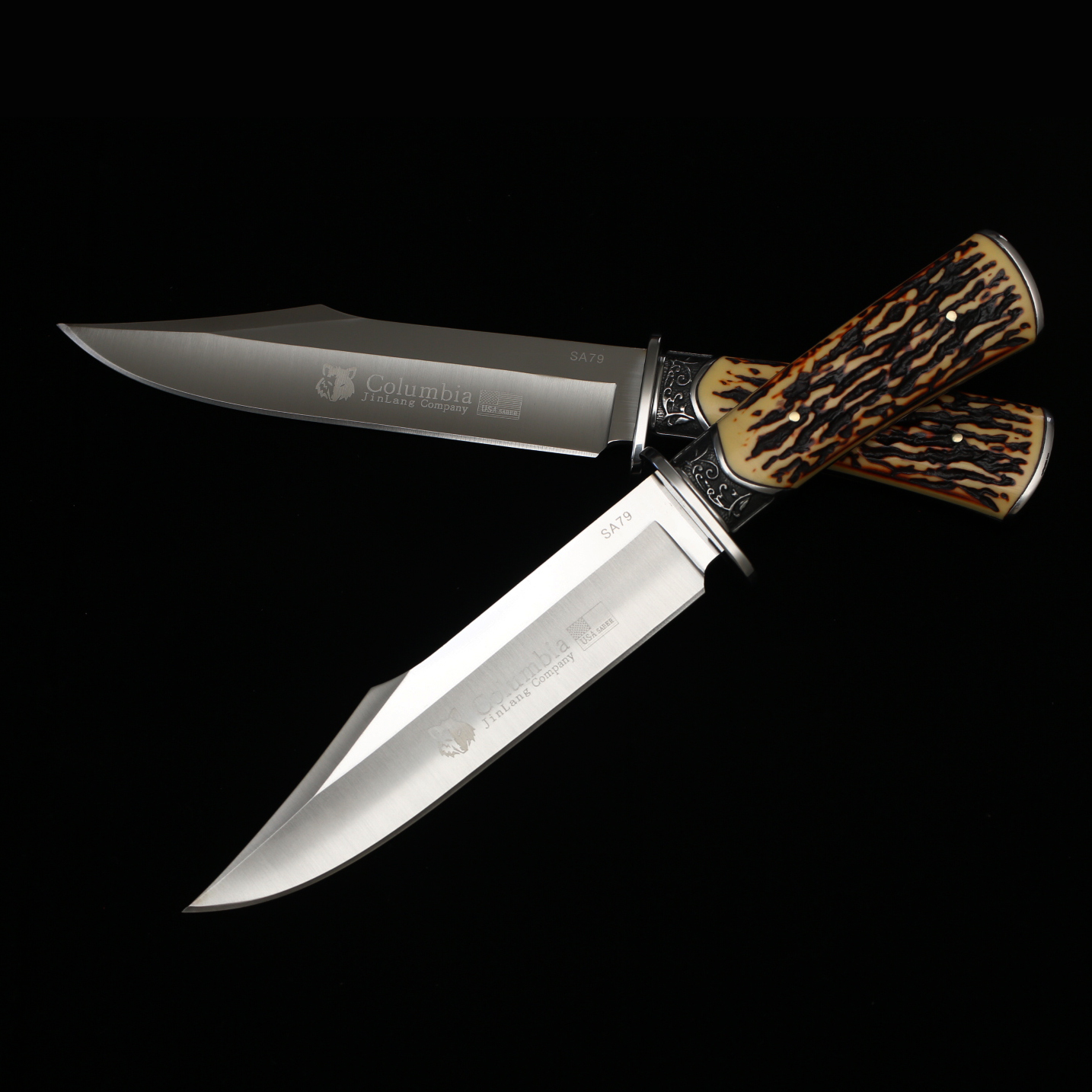 มีดเดินป่า COLUMBIA รุ่น SA79 คมกริบ ด้ามอะครีลิกลายเขากวาง