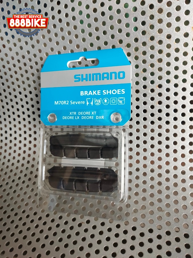 เฉพาะแผ่นยางเบรค SHIMANO V-Brake รุ่นถูก, (ALLOY), (ใช้กับล้อมีเนียม) แพ็คละ 2 คู่