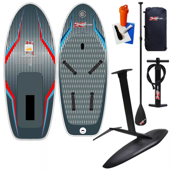 KXONE Hydrofoil Surfboard | 200x78cm Foil SUP Board | Inflatable Pumping Surf FOIL Board | Black/Red & Black/Blue Options