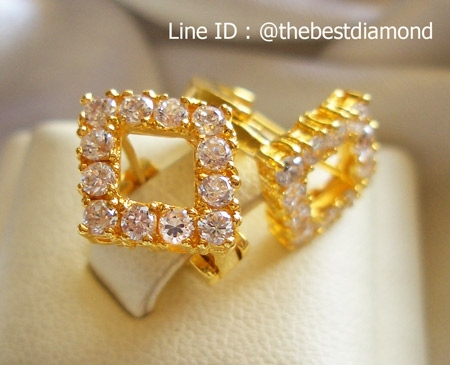 BE320 ต่างหูรูปสี่เหลี่ยมข้าวหลามตัด งานสวยมากๆๆ เหมือนจริงมากๆๆ เพชรCZ แวววาว