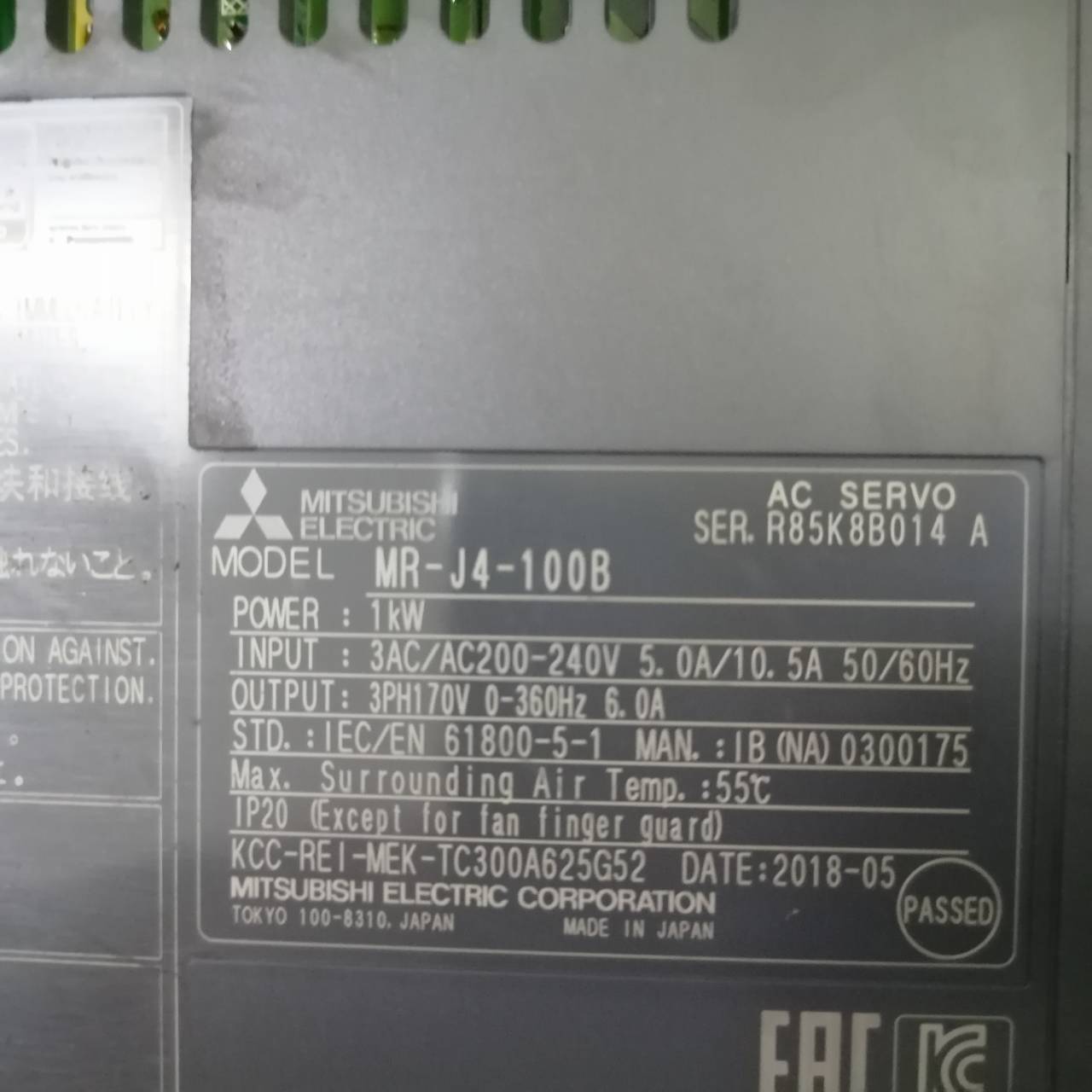 SERVO DRIVE “ MITSUBISHI ” รุ่น MR-J4-100B