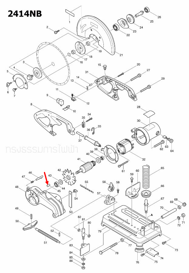 สลักยาง Makita 1100, 2414, 2414NB, 3501N, MT871, 1804N, 1805N, 5103N, 5201N, 5401N, 5402 Pn. 263005-3 (แท้)