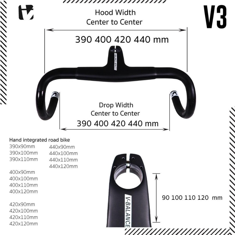 แฮนด์อินทิเกรต Visp Builder รุ่น V3 Integrated Aero handlebar รองรับซางตะเกรายบ OD2 Full Carbon