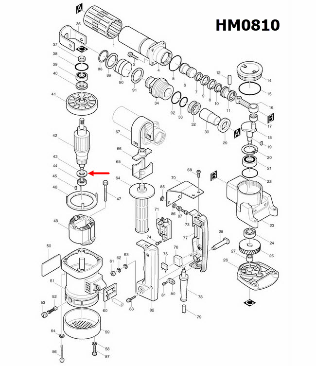 INSULATION WASHER สกัดไฟฟ้า Makita-มากีต้า HM0810 [#43], HM0810T, TA [#43] Pn.681625-5 (แท้) ##