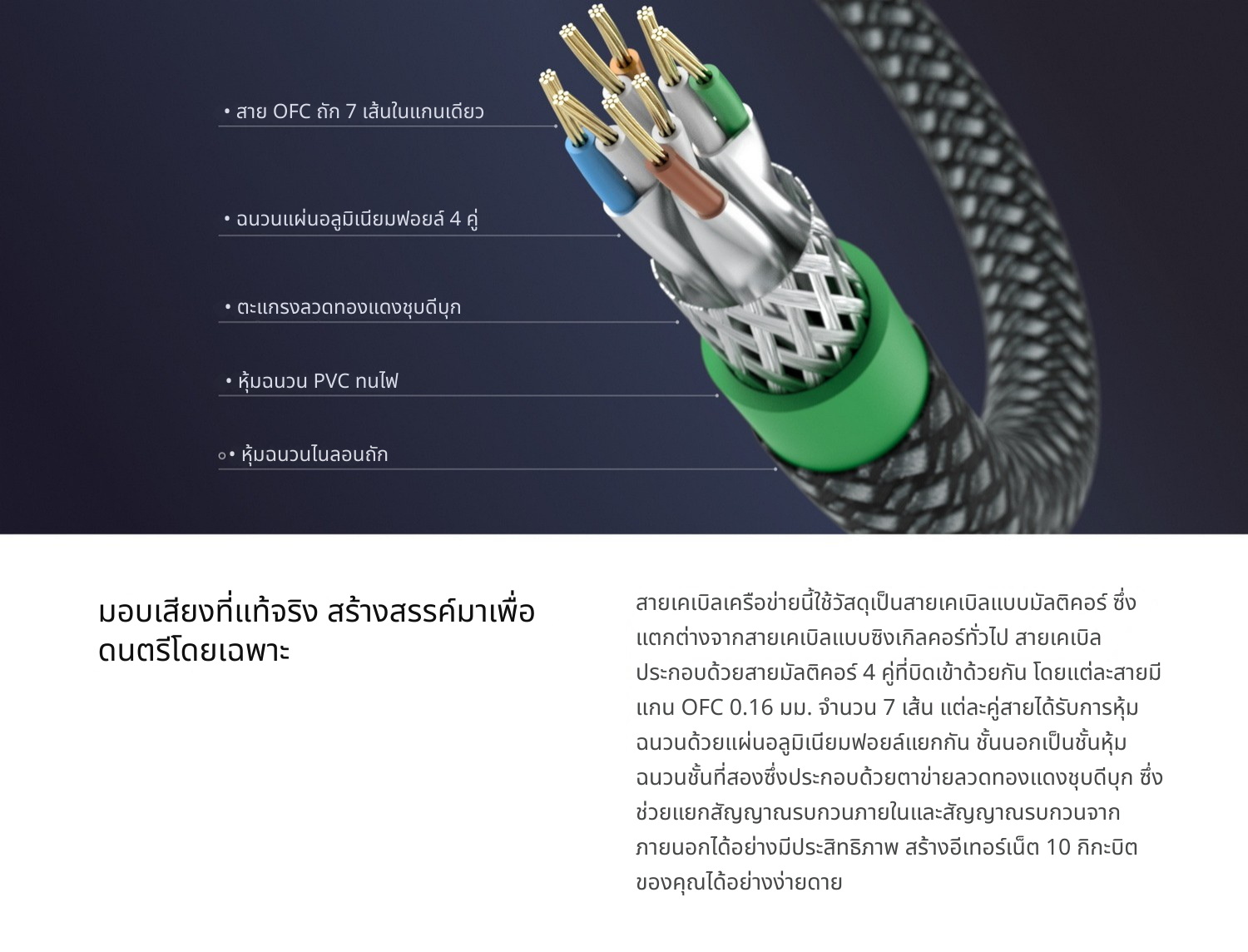 [PreOrder] Matrix Audio สาย LAN CAT6A สายเคเบิลเครือข่ายคุณภาพสูง สำหรับเครื่องเสียง เราเตอร์ ประกันศูนย์ไทย