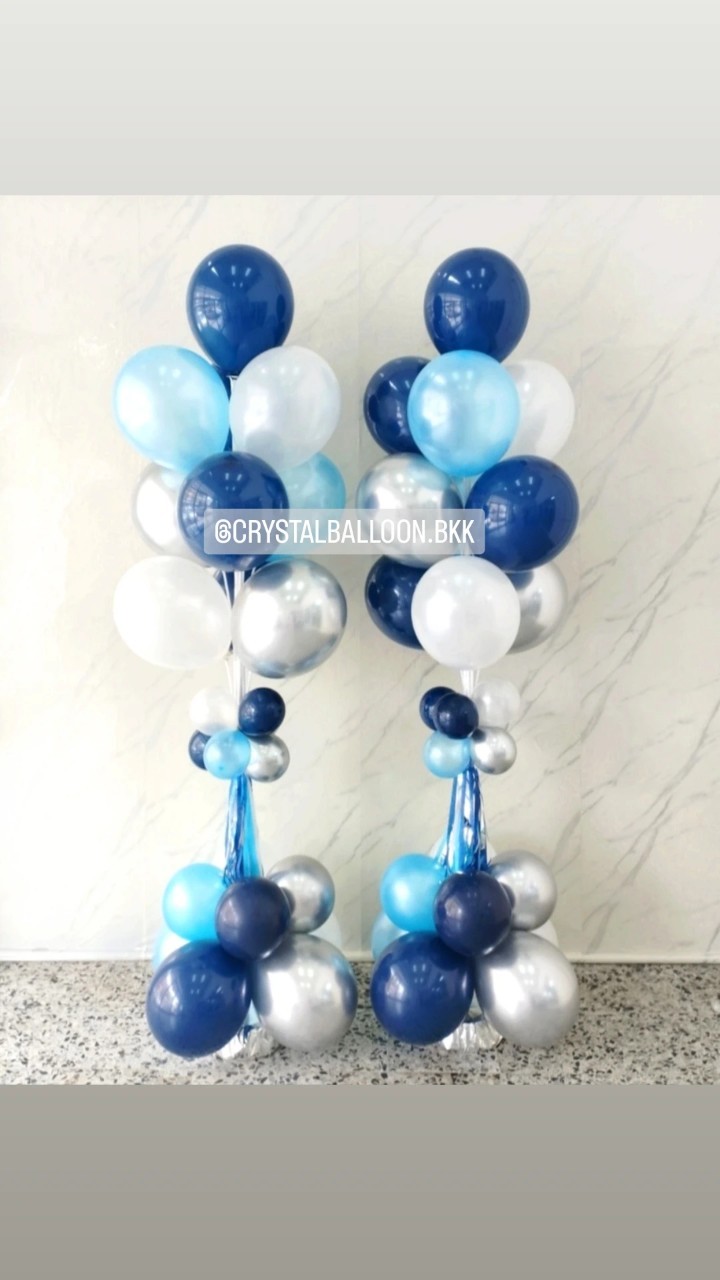 เสาลูกโป่ง เปิดงาน เสาช่อลูกโป่ง ช่อ 10 ลูก 2 เสา Theme Dark Blue พร้อมตกแต่ง สามารถเปลี่ยนสีลูกโป่งได้