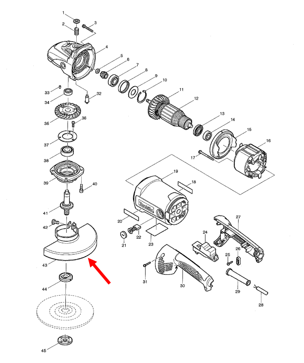 กันสะเก็ด, บังใบ หินเจียร Maktec-มาคเทค MT900, MT901 [#43] Pn.154666-9 (แท้) ## (*)