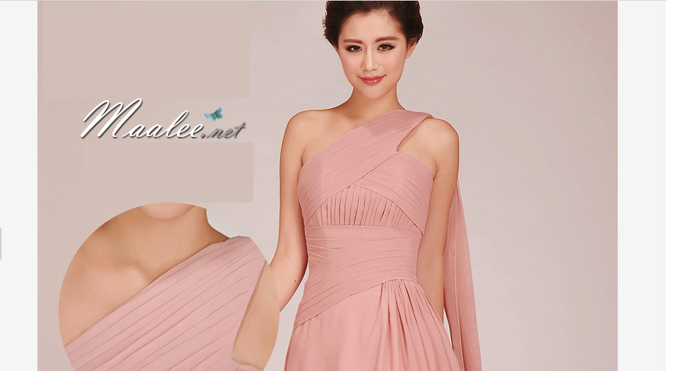 พร้อมเช่า ชุดราตรียาว สีชมพู Nude ชุดเพื่อนเจ้าสาว Nude-002E